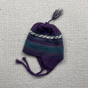 VTG Kapricorn Beanie Winter Hat Wool Nordic Fair Isle Retro Purple Canada Made